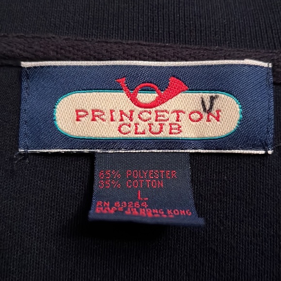 ✅VINTAGE Princeton Club Long Sleeve Button Up Polo Collar Cardigan Sweater Navy - Picture 3 of 4